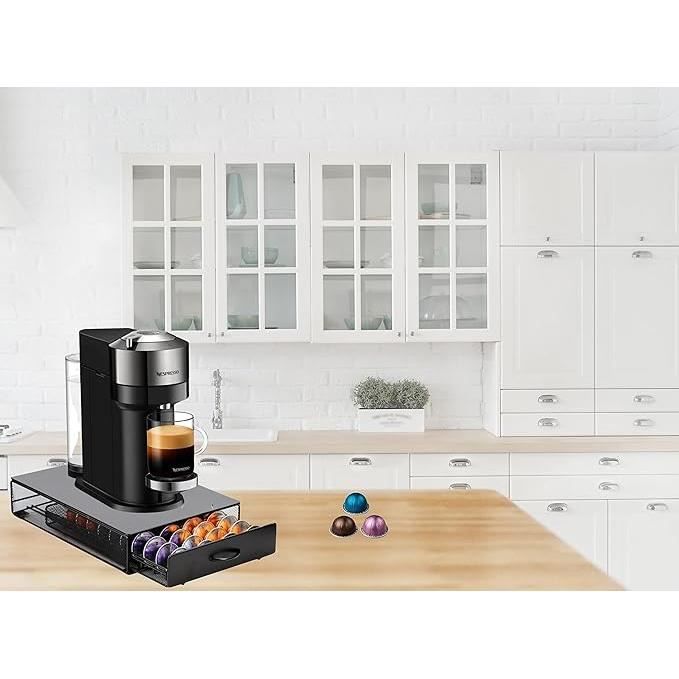Tiroir À Capsules De Café - EXZACT - Vertuo - Capacité 40 Dosettes - Finition Mate - Support Machine