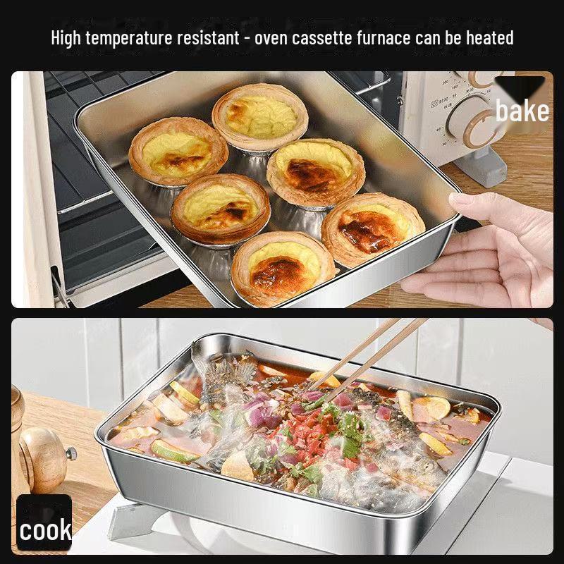 Antibacterial Stainless Steel Towel Tray with Lid - Square Dinner and BBQ Plate