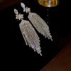 Ice quenched blue flower artificial crystal fringed earrings Cool wind temperament stud earrings Internet celebrity earrings