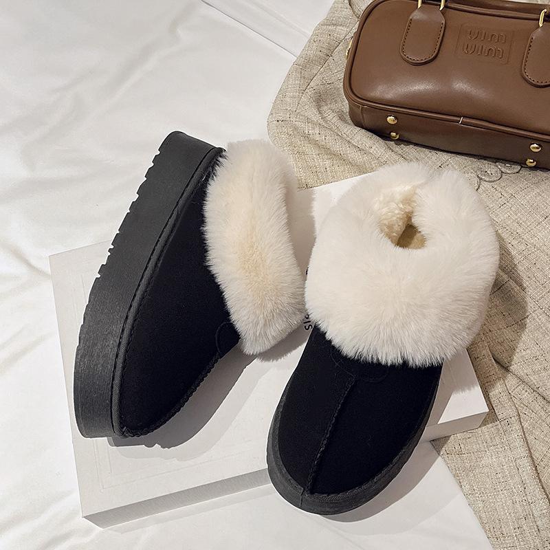 

Женские зимние ботинки на толстой подошве 2024 года, новые утолщенные и ворсистые ботинки Northeast Large из хлопка с одной стопой и обувью из хлебного пуха 36 чёрный