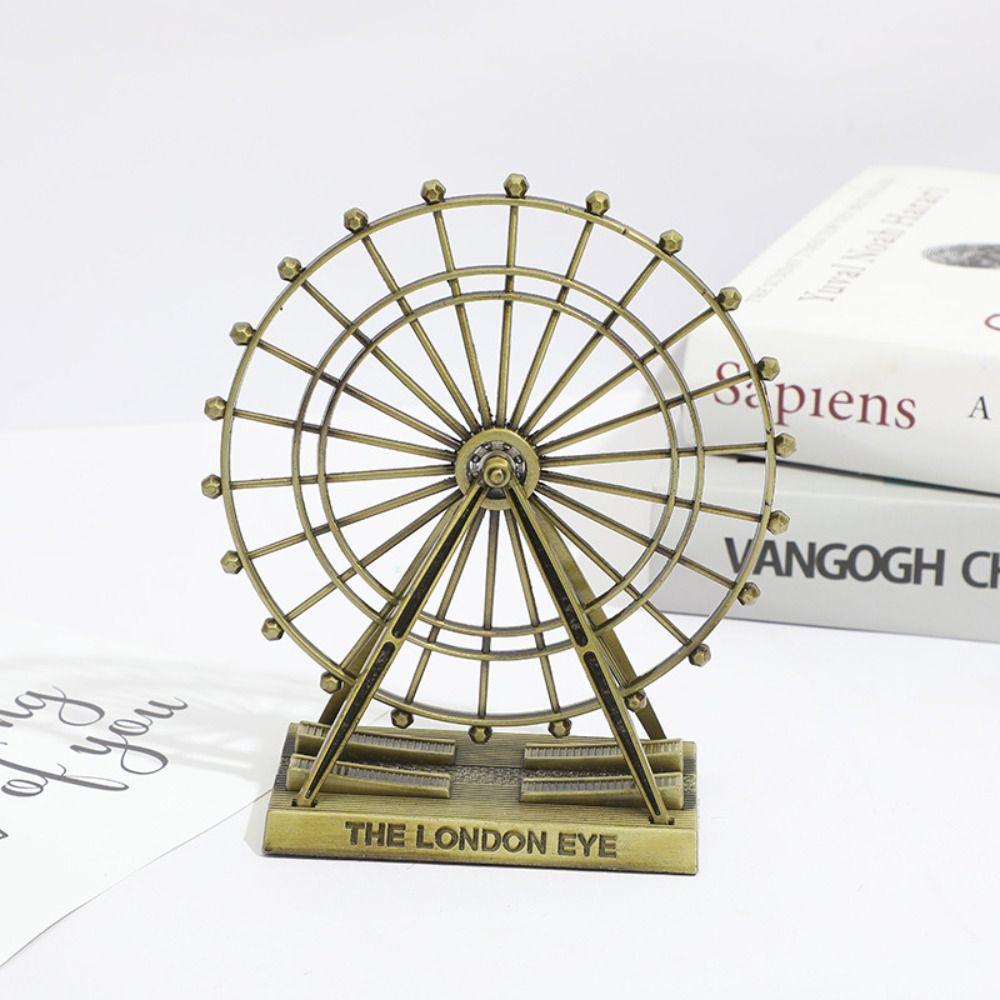 Rotatable Art Figurine Metal Ferris Wheel Model Nordic Style London Eye Ornament  Living Room