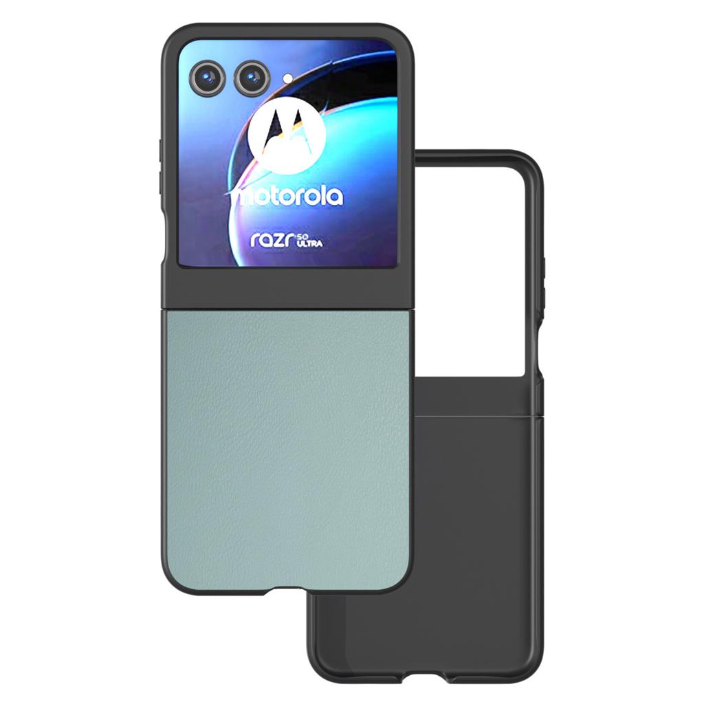 For Motorola Razr 50 5G Case Black Edge PU Leather Coated PC Phone Cover