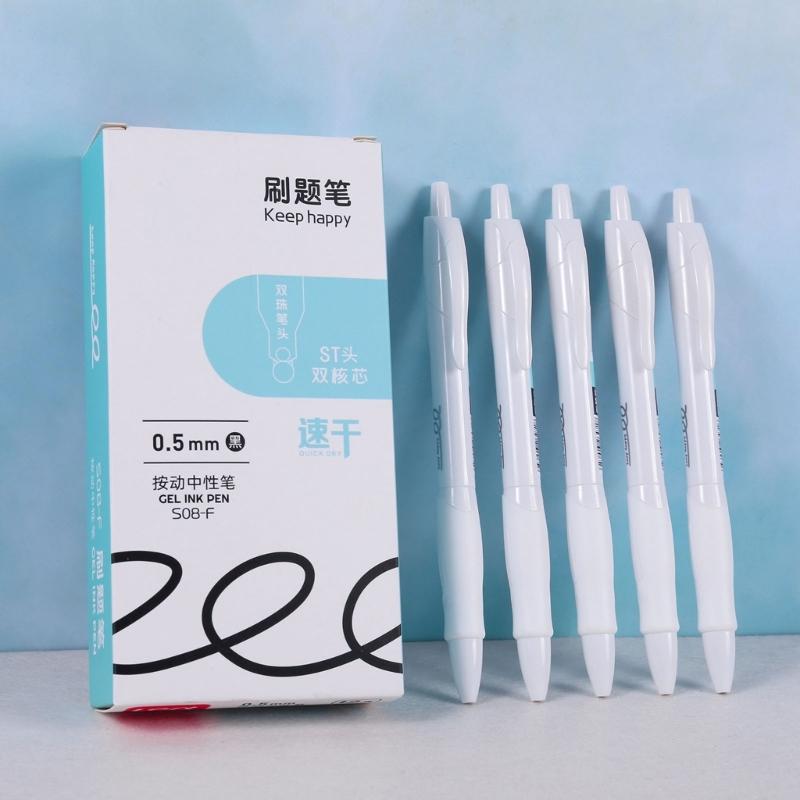 5/12 Pcs Retractable Gel Pen Smooth Writing Tool Black Ink Gel Ink Pen with Comfortable Grip For Students