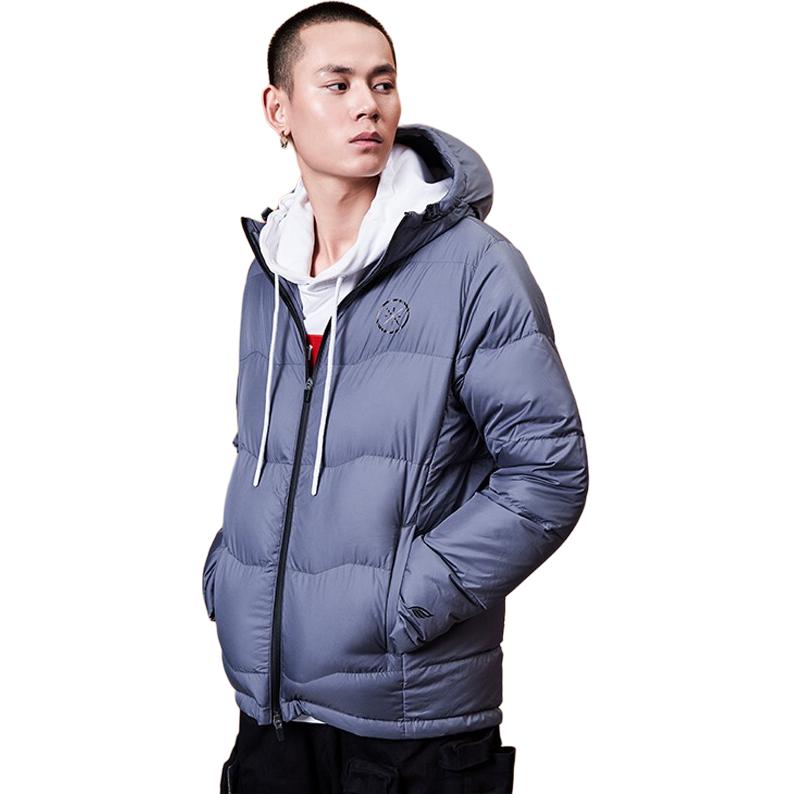 Li-Ning Wade Series Short Hooded Down Jacket Men Jackets Dark-Gray AYMN067-5