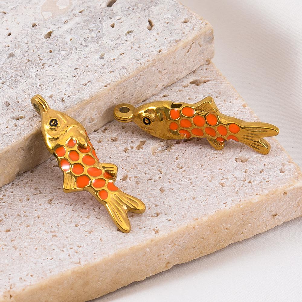 2pcs Stainless Steel Enamel Gold Plated 3D Fish Charms Star Shell Pendants DIY Boho Necklace Bracelet Earrings Jewelry Findings