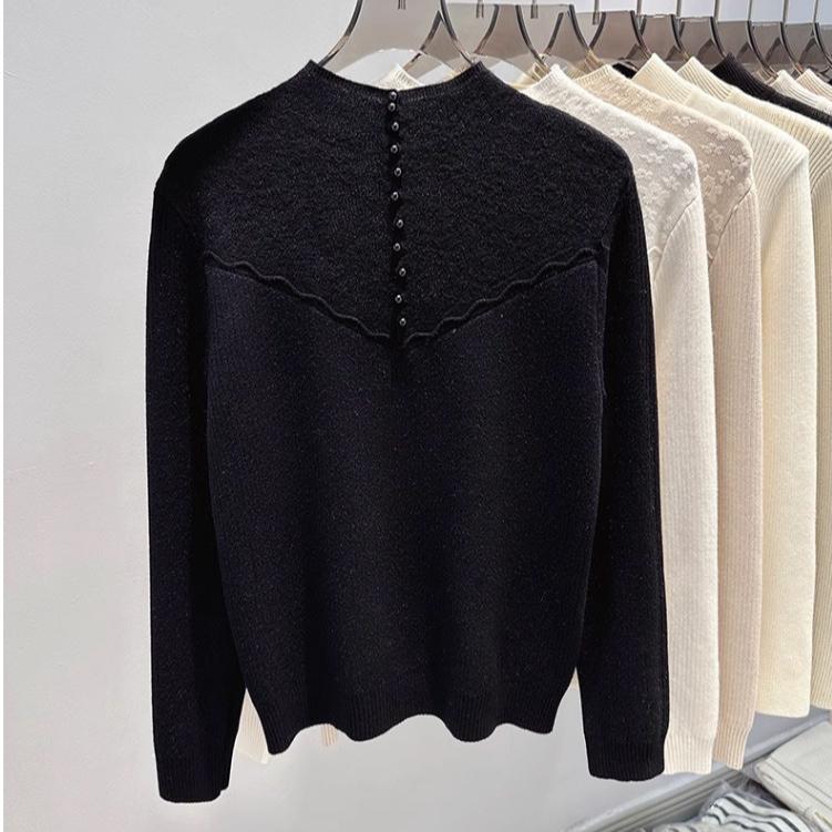 Fleece and Thickened Sweater for Women Solid Color Casual Half Turtleneck Knitted Sweater Loose One-piece Fleece Warm Pullover for Autumn and Winter