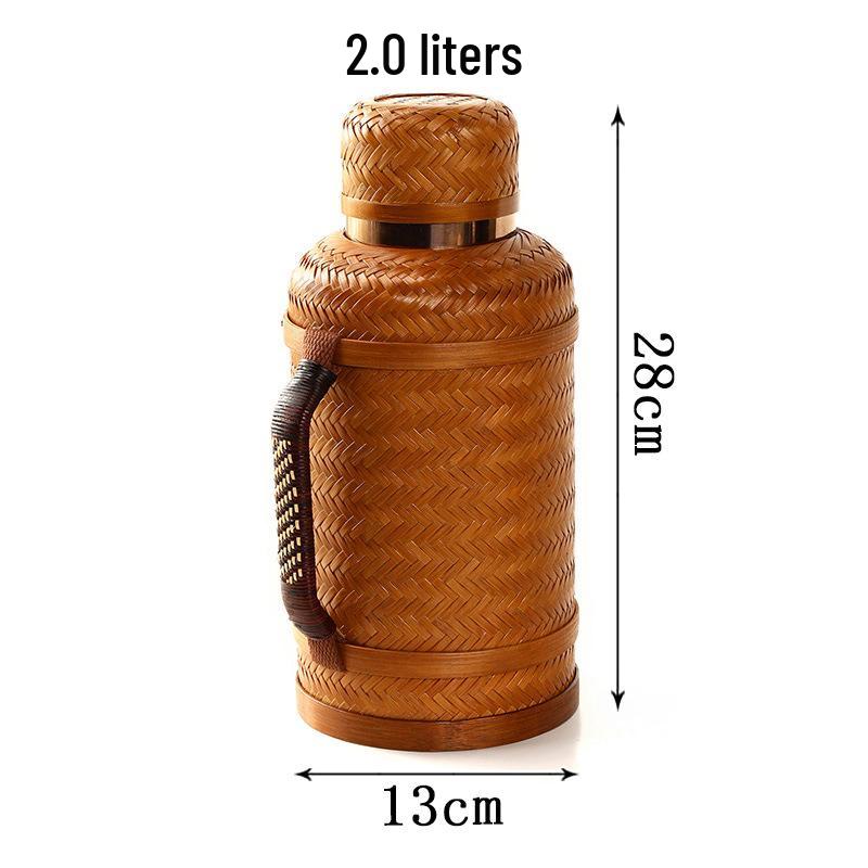 

Handmade Bamboo Woven Stainless Steel Thermos Flask - Retro Children s Insulated Warm Pot