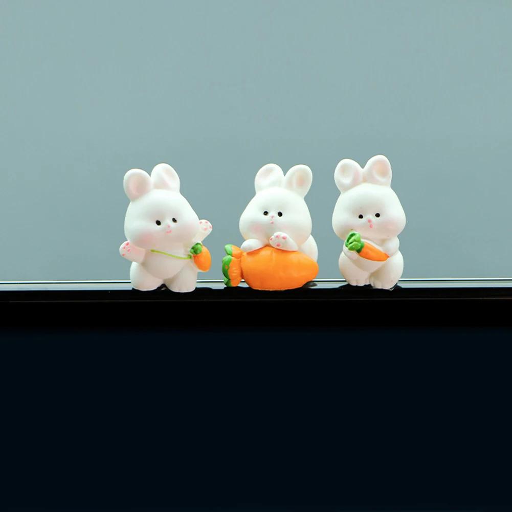 Fun Chicks Cute Mini Duck Bunny Ornaments Car Interior Decor Fairy Garden Home Gift Car Dashboard Rearview Mirror Accessories