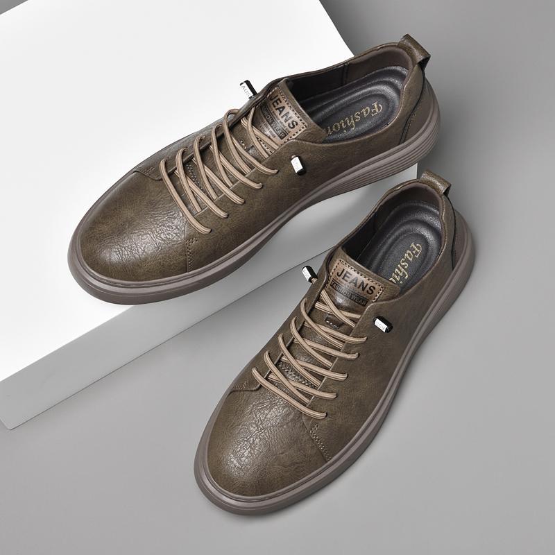 Klasické pánské prodyšné tenisky Pravá kůže Pánská ležérní obuv Univerzální šněrovací Pánská vycházková obuv Pánská protiskluzová obuv