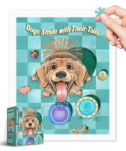 

PieceRelax 500-Piece Plastic Jigsaw Puzzle Gary Patterson - Have Fun with Your Dog (31x38cm) for Adults, Challenging, No Pieces, Click-together [H34