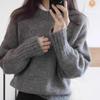 Women's 100% Wool Drop Shoulder Crew Neck Sweater - Autumn/Winter Loose Fit Long Sleeve Pullover.