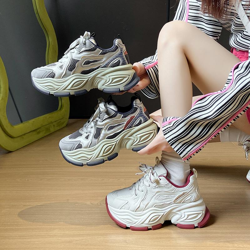 Korean version of the new dad shoes for women 2025 spring student sports running shoes casual shoes platform height increase FB9962