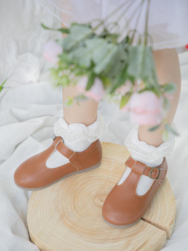 Girls' Comfortable Leather Princess School Shoes - Non-slip Sole