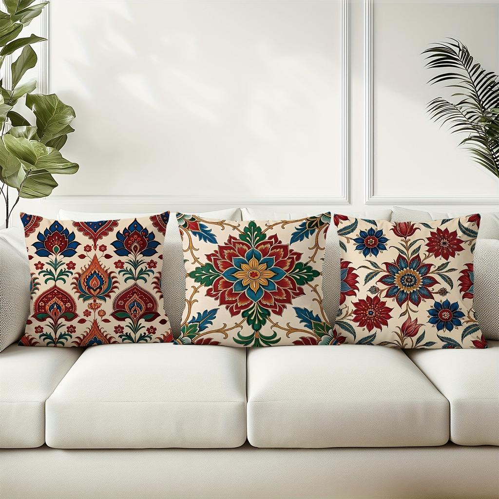 Vintage Floral Paisley Pattern Pillow CoversLiving Room Sofa Cushion Cover, Soft and Comfortable, Bedroom Room Decoration