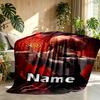 Custom Name Personalized Makima Chainsaw Man Print Blanket, Home Decor, Bedroom, Sofa, Camping, Couch, Gifts for Birthday Christmas