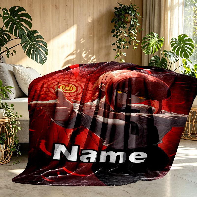 Custom Name Personalized Makima Chainsaw Man Print Blanket, Home Decor, Bedroom, Sofa, Camping, Couch, Gifts for Birthday Christmas