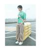 Beige Curved Denim Pants Beige