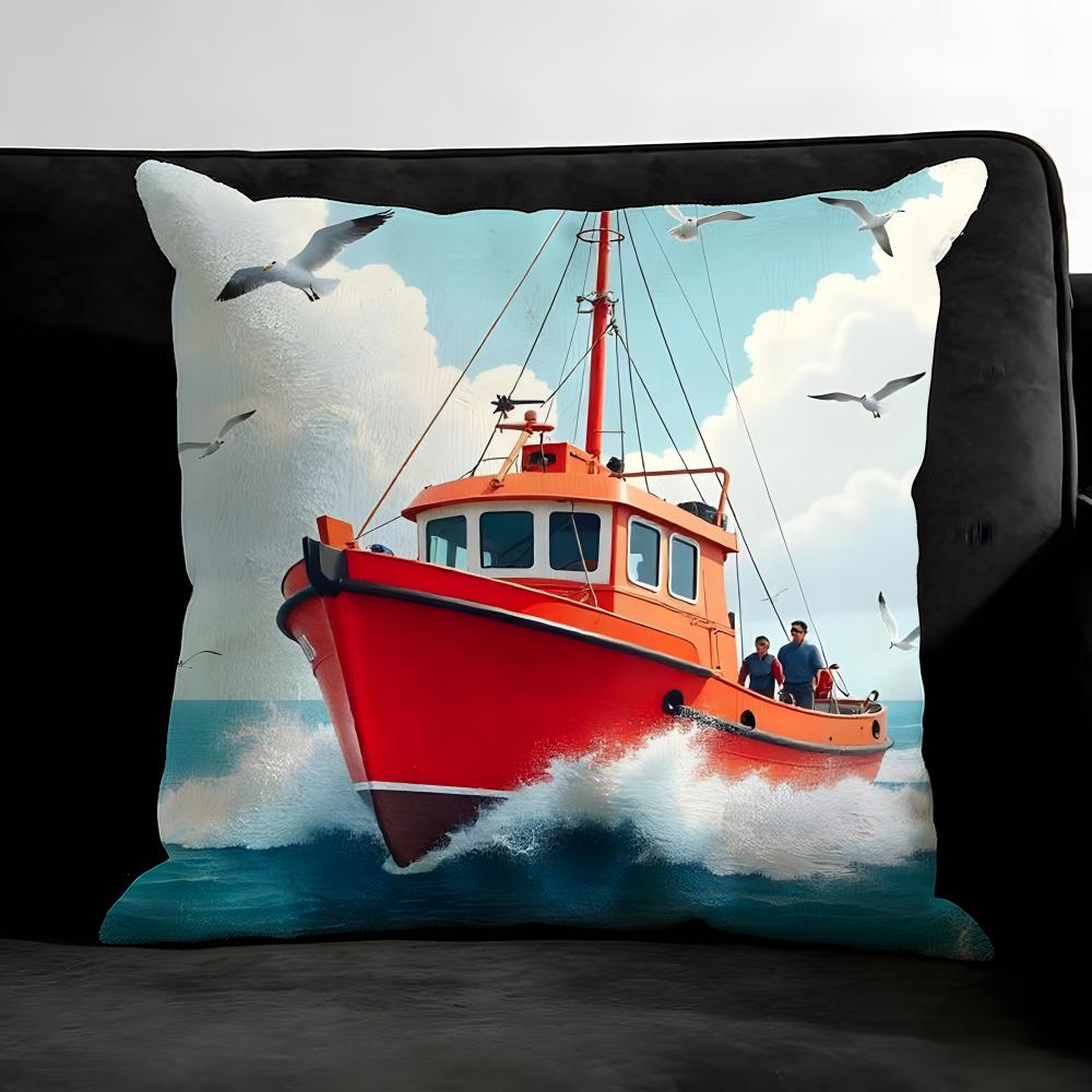 Ships Cushion Cover Pillowcase Ultra Soft Skin Friendly Fabric Cloud Like Comfort & Concealed Zipper