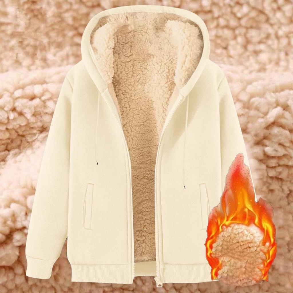 Winter Fleece-Lined Sweatshirt: Thick, Warm, Unisex Casual Jacket for Couples, 2-Piece Set