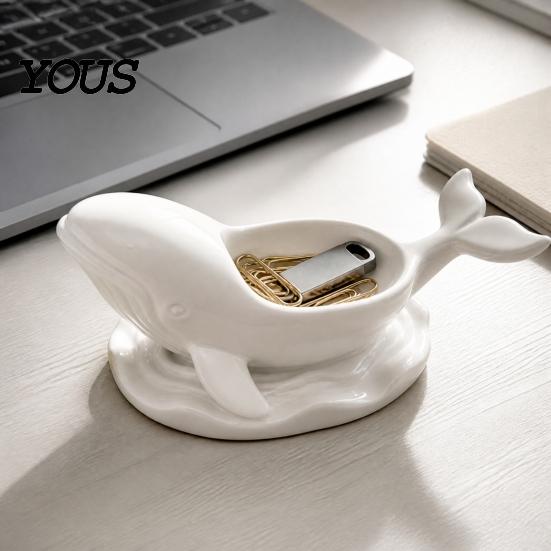 Functional Resin Whale Figurine 3D Printed Shaped Storage Bowl, Ocean Theme Jewelry Tray for Entryway Key Organizer Vanity, Multifunctional