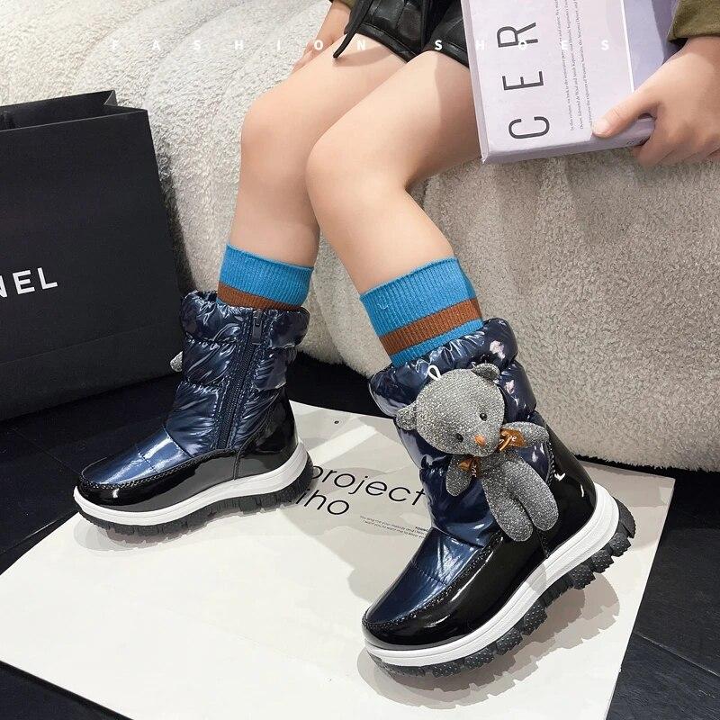 Winter Mädchen Stiefel Kinder Sneakers Stiefeletten Mode Lässig Warme Jungen Stiefel Reißverschluss Plus Baumwolle Trendy Schnee Stiefel