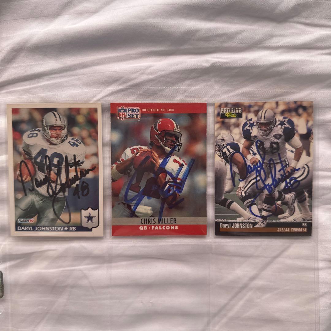 Used 90s NFL Autographed Card Set of 3