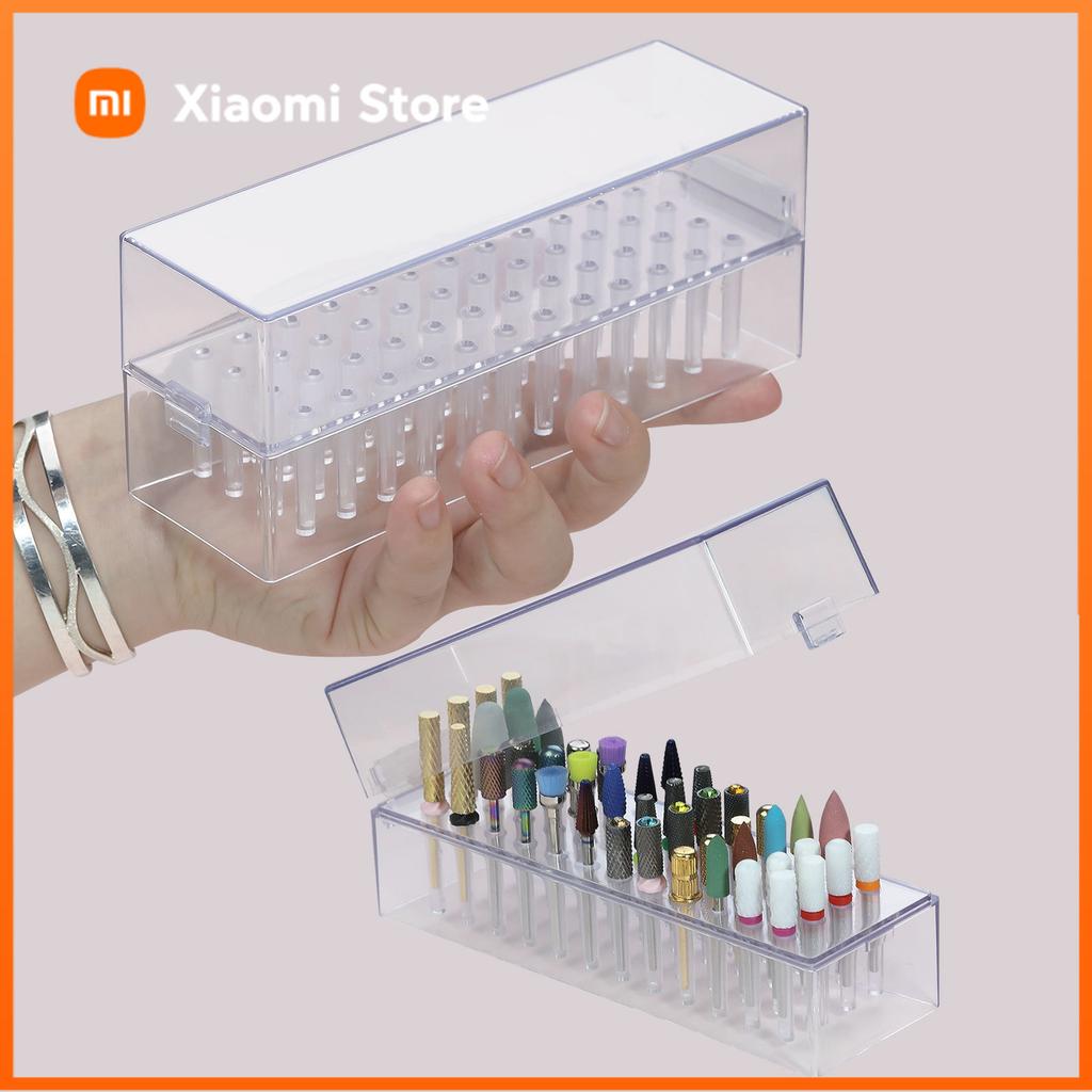 Xiaomi Transparent 48holes Nail Drill Bits Storage Box Empty Clear Box Nail Drill Display Stand Manicure Accessoy Tools