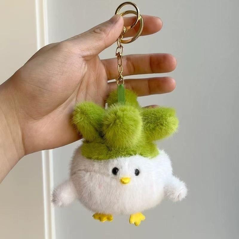 White Little Chicken Sound Plush Keychain Doll Pendant