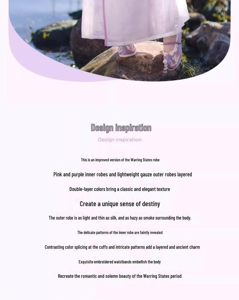 Zestaw Hanfu dla dziewczynek: Szata z Okresu Walczących Królestw z Haftem, Styl Chiński, Wiosna/Jesień, Inspirowana Bajkami dla Dzieci