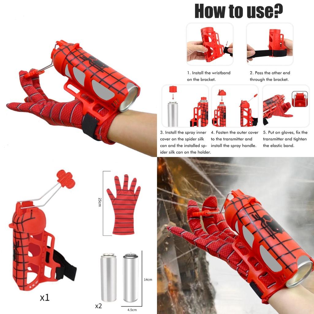Spinnenseide Shooter Spielzeughandschuhe für Kinder Halloween Rollenspiel mit Seidensprühfunktion