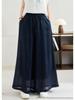 Linen Wide-Leg Pants - Spring 2026: Comfortable, Elastic Waist, Retro Artistic Style, Solid Color, Casual.