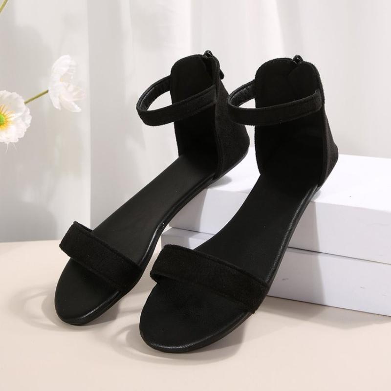 Fashion Chic Womens Flat Sandals Comfortable Open Toe Summer Shoes with Lightweight Rear Zipper Perfect for Stylish Casual Wear Sandals