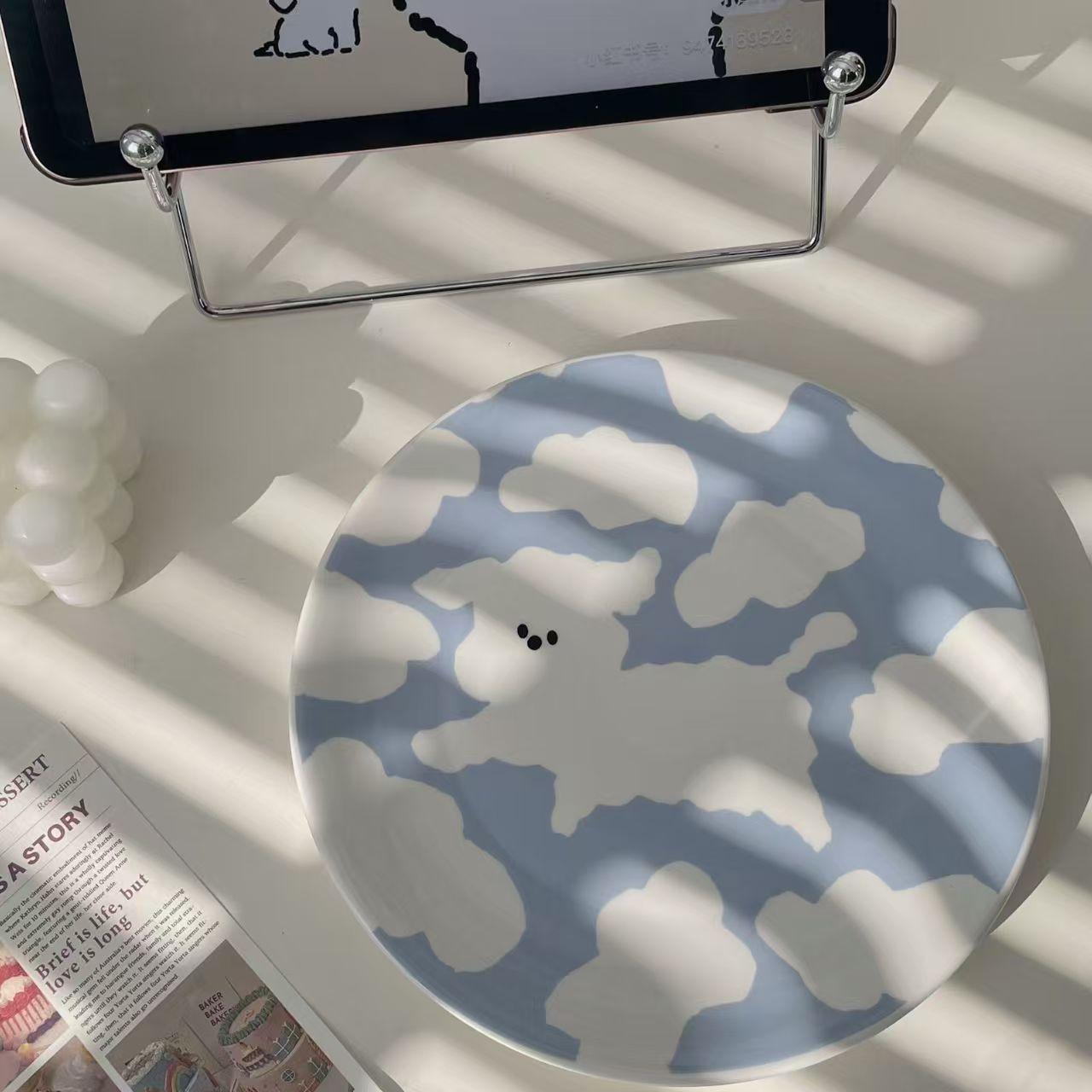 

Японская винтажная ручная роспись в горошек, глиняная посуда с маргаритками, глубокие тарелки, креативная плоская тарелка с изображением луны и звезд, салат, обеденные блюда ручной работы 8 inches