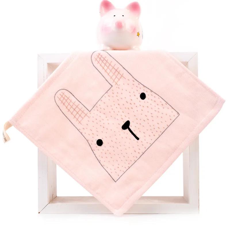 

1Pc 25x25cm Cartoon Cotton Portable Hanging Children Kids Kindergarten Hand Wash Face Square Small Towel 25x25cm рожевий