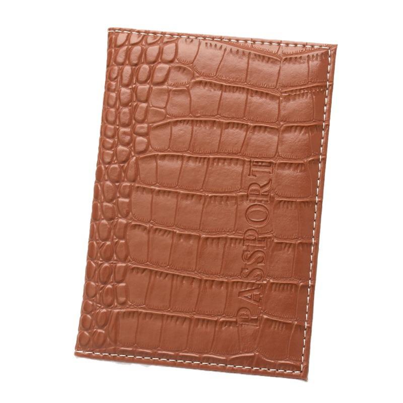 Crocodile Pattern Leather Passport Holder - PU Leather Travel Cover