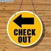2D Flat 1pc Check Out Aluminum Metal Wreath Round Sign, Metal Signs, Classic Wall Signs, Suitable for Hotel Offices, Commercial or Store Workplace