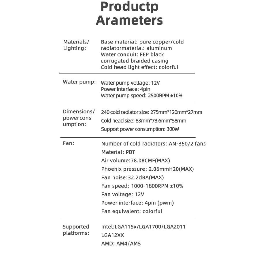TEUCER AF-S120 Water Cooler 120mm RGB Fan Liquid Heatsink Integrated Radiator Cpu Cooling for Intel LGA115x 1200 1700 2011