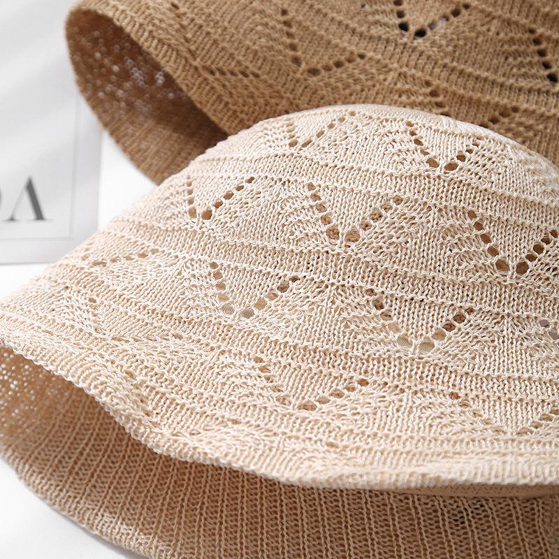 Women's Summer Hat Korean style Hollow Knitted Bucket Hat Casual Sunshade Fisherman Cap Sun Hat Female Sun Cap
