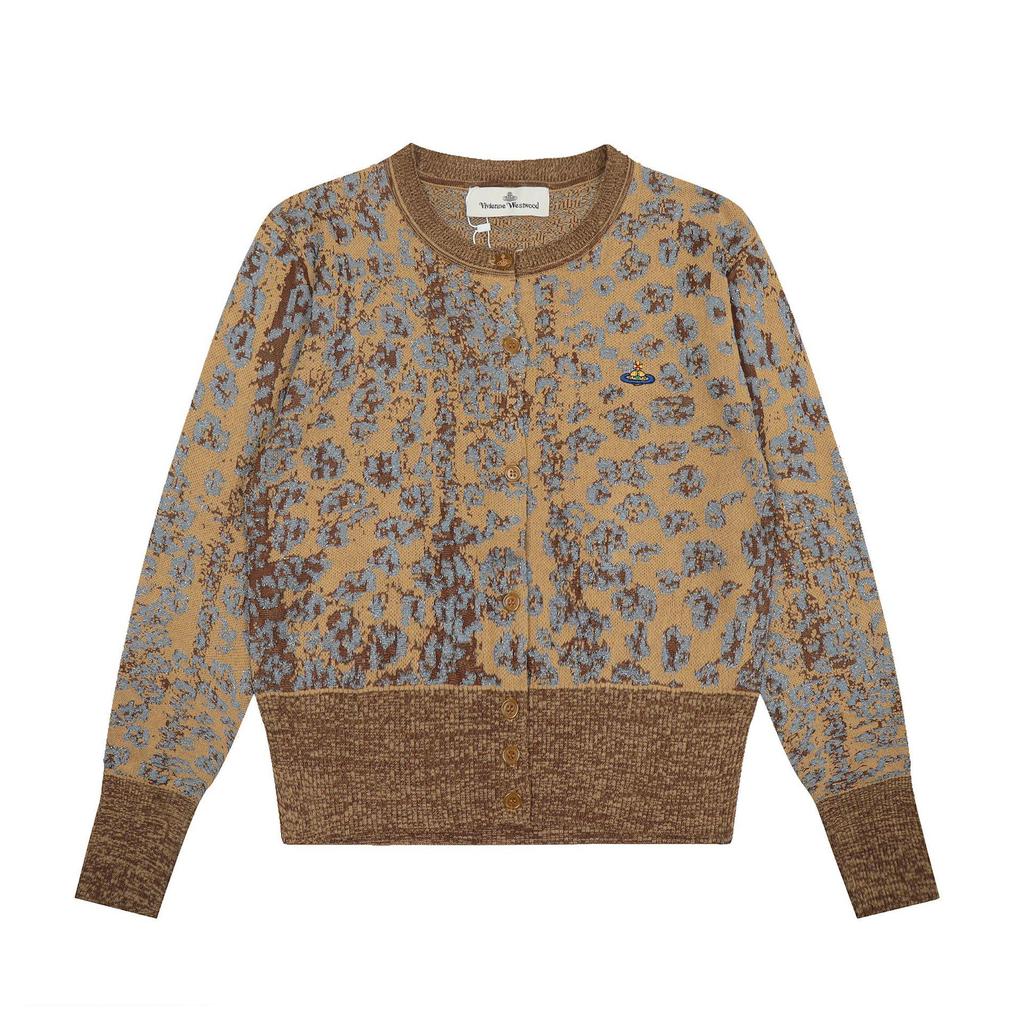 25SS Vivi Saturn Stickerei Schlanker Strickpullover mit Rüschenkragen - Koreanische Frühjahrs-/Herbstkollektion