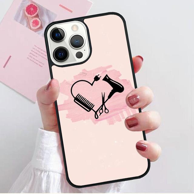 Hair Stylist Scissors Brush Switch Phone Case Cover for iPhone 17 Air 16 15 14 13 11 12 Pro Max Plus Shell Coque