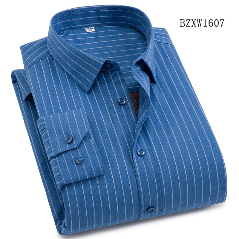Autumn and Winter Bamboo Fiber Wool Inner Lining High-quality Warm Shirt Long Sleeved Men's Shirt