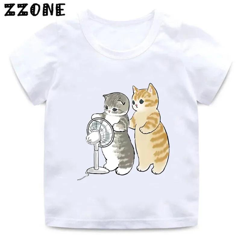 Cute Cat Drawing Print Kids Cartoon Funny TShirts Harajuku Casual Kawaii Baby Boys Summer T Shirt Children Tops Girls Clothes