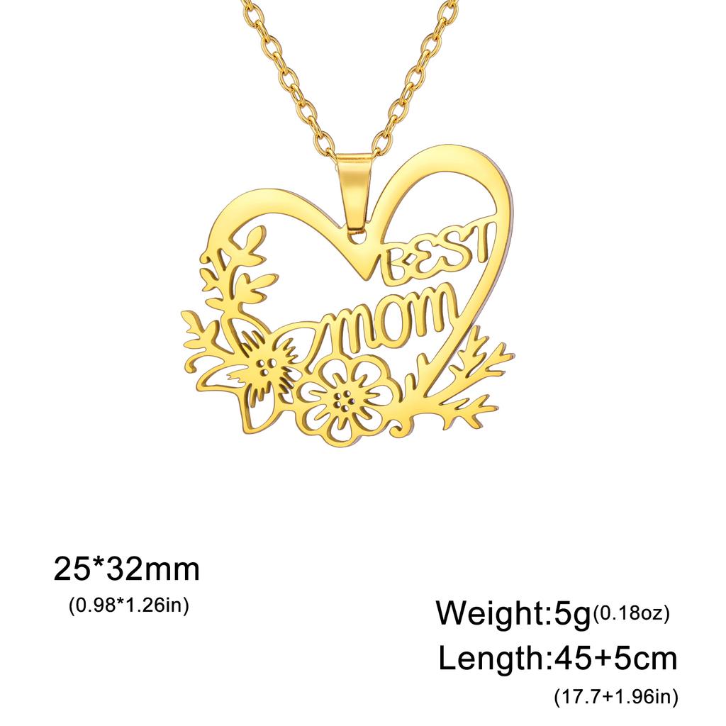 Best Mom Necklace Flower Love Heart Pendant Stainless Steel Jewelry Women Mama Birthday Neck Chain Mother's Day 2026 Trend Gifts