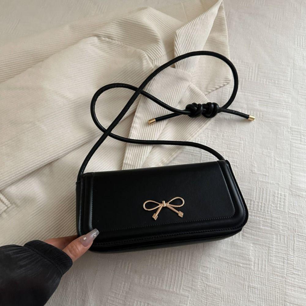 Korejská kabelka s mašlí, jednobarevná taška do podpaží, moderní dámská kabelka přes rameno s mašlí