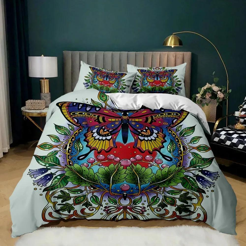 Zestaw Poszwy na Kołdrę Ćma Jastrząbcza, Poszwa na Kołdrę ze Zwierzęcym Motylem, Gotycka Ćma Boho Poszwa na Kołdrę, Zestaw Pościeli Rozmiar Queen King Full Twin