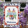 2D Flat, 1pc Patriotic "Welcome" Hydrangea Aluminium Sign - 8"x12" Rustic Red White Blue Decor, USA Flag & Floral Porch Art, Perfect for Independence