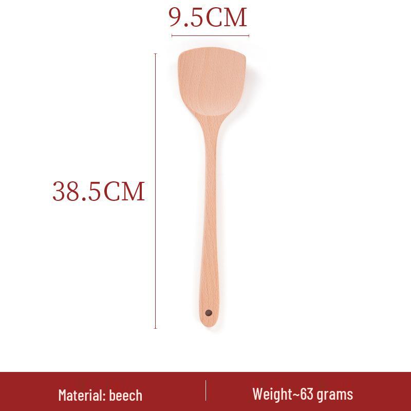 Japanese Non-Stick Wok Set: Spatula, Soup Ladle, Rice Spoon, Frying Pan, Stir-Fry Utensils, Solid Wood Handles