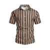 Summer Casual Short Sleeve Shirt Vertical Stripe Pattern Men Daily Blouse Fashion Regular Fit Men Striped Turn Collar Short Sleeve Shirt