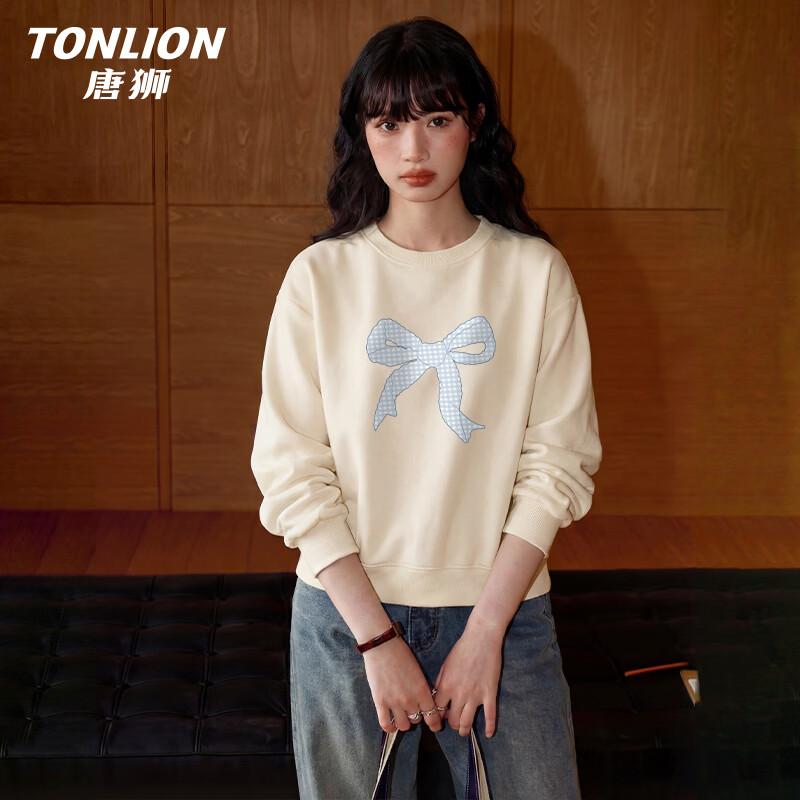 TonLion Women's Loose Bowknot Crew Neck Sweatshirt