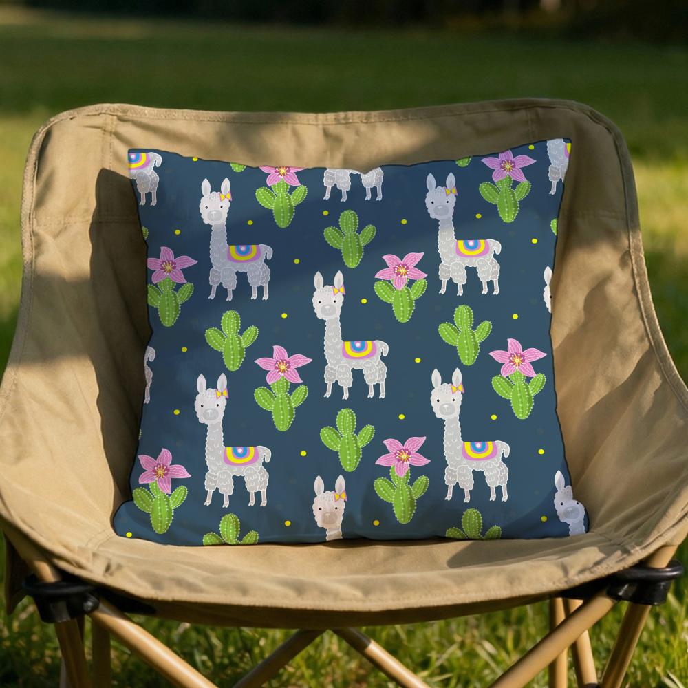 Cartoon Llama Pattern Cushion Cover Soft Reversible Durable Pillow Cover MultiScene Use for Home Car Daily Comfort